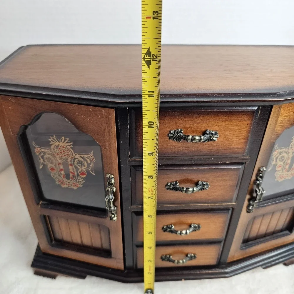 Vintage Wooden Jewelry Box Cabinet